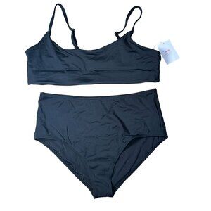 B38 Andie Swim The High Waisted Bottom & The Maui Top Black Bikini Size XL NWT